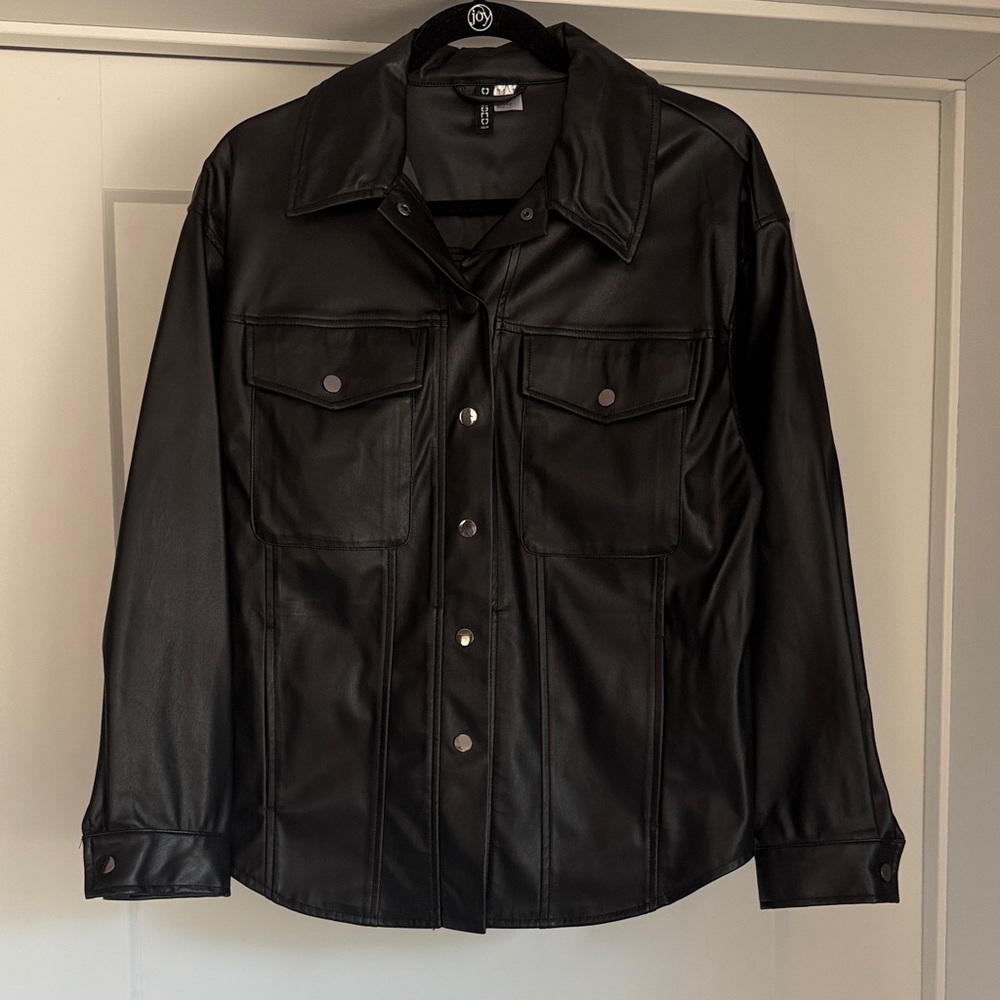 NWOT Black Faux Leather Shacket